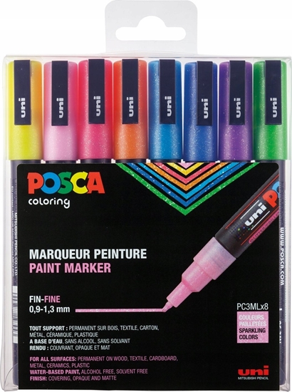 Picture of Posca POSCA Marker UNI PC-3M 8er Set Glitter