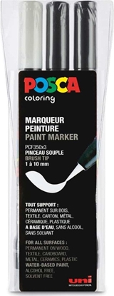 Picture of Posca POSCA pensel marker sæt PCF-350, tre farver, sort og hvid
