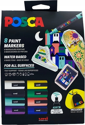 Picture of Posca POSCA Pouch sæt str. PC5M 8 ass. Farver + lille POSCA pose