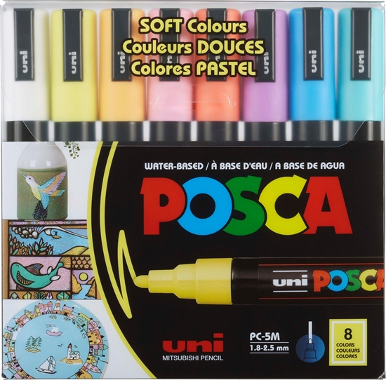 Picture of Posca Uni Mitsubishi Pietukas Markeriai Uni-Ball Posca PC-5M SOFT Color, 8 vnt.