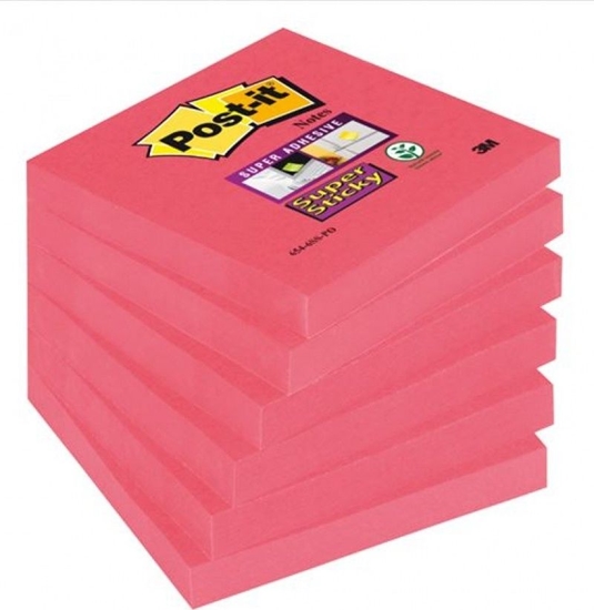 Picture of Post-it Karteczki samoprzylepne POST-IT Super Sticky (654-6SS-PO), 76x76mm, 1x90 kartek, róowe
