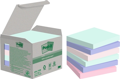 Picture of Post-it Post-it Recycled Notes 76mmx76mm 100ark/blk 12blk/pak assorterede farver
