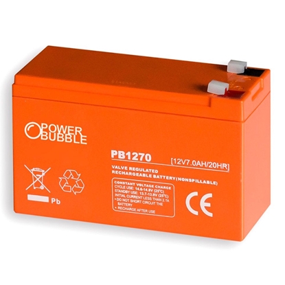 Attēls no Power Bubble PB1207 Li-Ion battery (AGM) 12V 7Ah (151 x 65 x 100 mm) 1.95kg Orange
