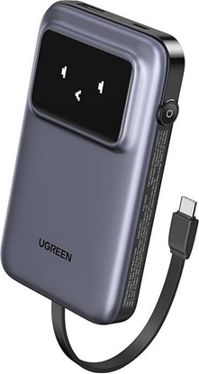 Изображение Powerbank 10000mAh Ugreen Uno PB511, 30W, wbudowany kabel USB-C (szary)