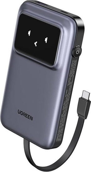 Изображение Powerbank 10000mAh Ugreen Uno PB511, 30W, wbudowany kabel USB-C (szary)