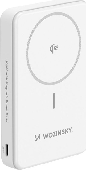 Picture of Wozinsky Powerbank Wozinsky WLWP-10KA0Y3WS 22.5W PD Qi2 10000 mAh, with stand, 1x USB-A, 1x USB-C - white