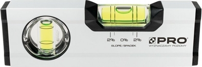 Изображение PRO POZIOMICA BIAÅA WSKAÅ¹NIK POZIOMU I PIONU SPADEK 2% 17 CM