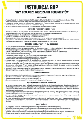 Picture of PROCERA Znak TDC, Instrukcja BHP przy obsudze niszczarki dokumentów