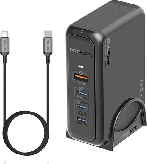 Picture of Promate GaNPort-140W GaNFast Charging station 140W / USB-C PD 3.1 / QC3.0