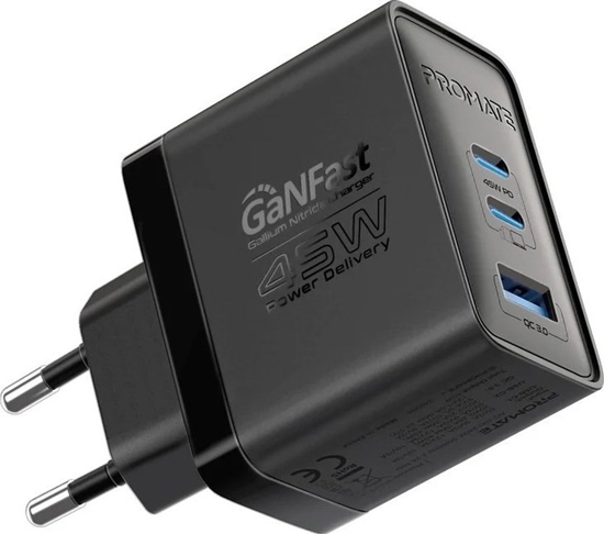 Picture of Promate PowerPort-45 GaNFast Wall Charger 45W / QC3.0 / PD45W