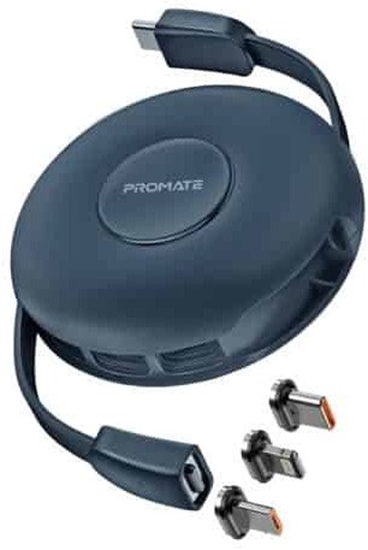 Изображение Kabel USB Promate USB-C - USB-C + microUSB + Lightning 1 m Granatowy (6959144059426)