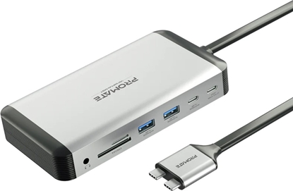 Attēls no PROMATE VersaHub-MST 13-in-1 Dual USB-C Multimedia Hub / Dual 4K HDMI / USB3.0 / 150W