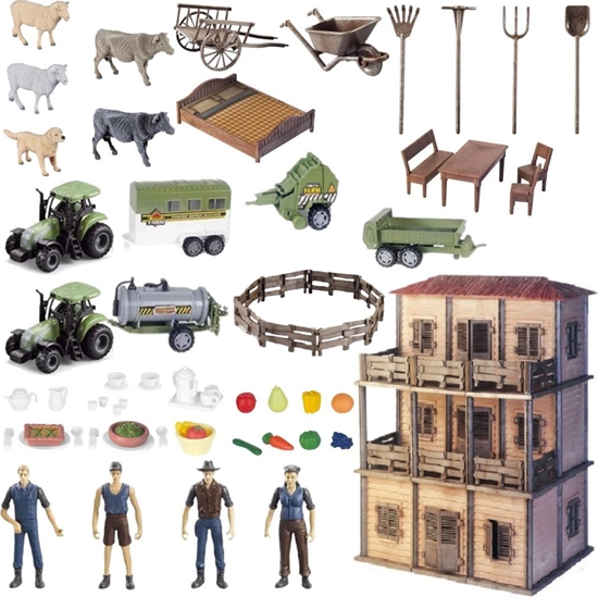 Изображение ProNice DUY ZESTAW FARMA DWA TRAKTORY ROLNICY GOSPODYNI ZWIERZTA DOMEK ROLNIKA