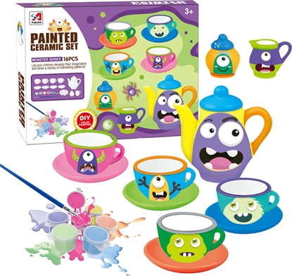 Attēls no ProNice ZESTAW DO HERBATY KAWY DO MALOWANIA CERAMICZNY GIPSOWY DLA DZIECI KREATYWNY