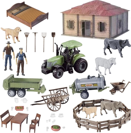 Picture of ProNice ZESTAW FARMA DOMEK ROLNIKA TRAKTOR ZWIERZTA 2 ROLNIKÓW NARZDZIA AKCESORIA