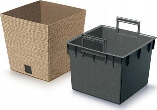 Picture of Prosperplast Doniczka z wkadem plastikowa jasny brz Furu Square 29,5 cm