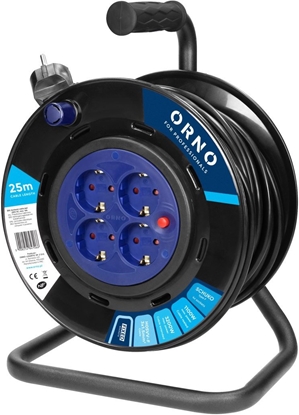 Picture of Przeduacz bbnowy, 4 gniazda 2P+Z Schuko, kabel PVC H05VV-F 3x1,5mm2, dugo 25m, stae gniazda, termik, przesony torów prd