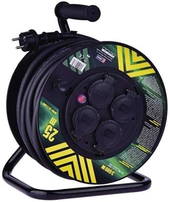 Изображение Przeduacz Emos P084253 zwijany gumowy - 4 gniazda, 3x2,5, 25m