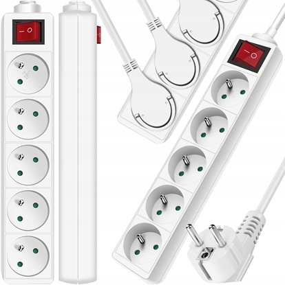 Изображение Przeduacz sieciowy 4 gniazda z uziemieniem i z wcznikiem 1,5m biay