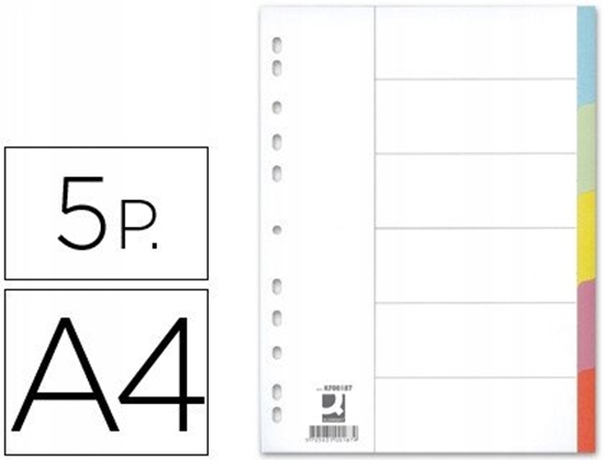 Picture of Przekadki Q-CONNECT, karton, A4, 223x297mm, 5 kart, mix kolorów