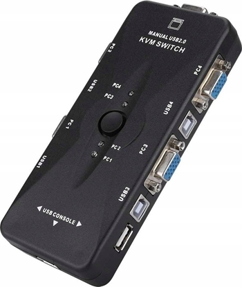 Picture of Przecznik Pawonik PRZECZNIK KVM VGA 4X1 SWITCH 3XUSB HUB BOX
