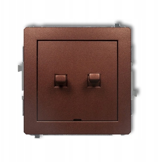 Изображение Przycisk podwójny Karlik Deco 9DWPUS-44.2 w stylu amerykaskim osobne zasilanie bez piktogramów brzowy metalik