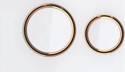 Изображение Przycisk spukujcy Geberit Przycisk uruchamiajcy Geberit Sigma21, przedni, szko biae, piercienie: czerwone zoto [1]