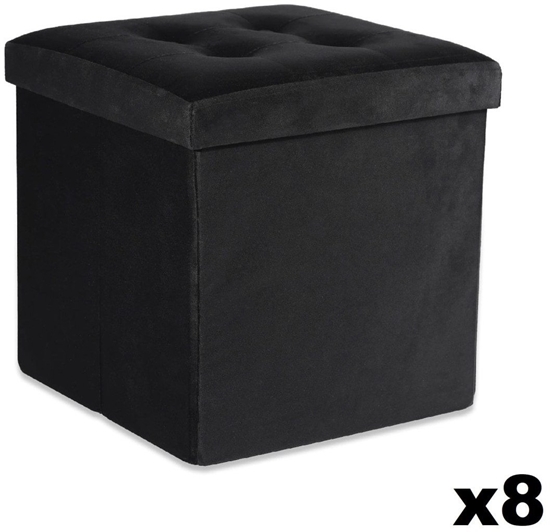 Picture of Pufa skadana L z guzikami - 38x38x38cm aksamit czarna x 8