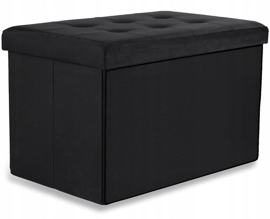 Picture of Pufa skadana XL z guzikami - 60x38x38cm aksamit czarna