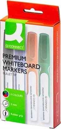 Attēls no Q-Connect Marker do tablic Q-CONNECT Premium, gum. rkoje, okrgy, 2-3mm (linia), 4szt., mix kolorów / KF26113