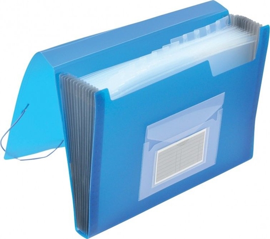 Изображение Q-Connect TECZKA HARMONIJKOWA Z GUMK Q-CONNECT, PP, A4, 12-PRZEGR., TRANSPARENTNA NIEBIESKA KF02479