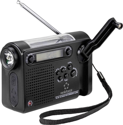 Picture of Radio budowlane Renkforce Renkforce RF-CR-200 Kofferradio UKW, MW, KW wiederaufladbar, Solarpanel, Handkurbel, Weckfunktion, Taschenlampe Schwarz (RF-4694806)