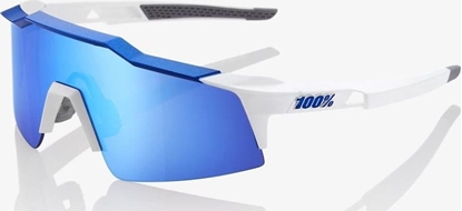 Изображение 100% Okulary 100% SPEEDCRAFT SL Matte White/Metallic Blue - HiPER Blue Multilayer Mirror Lens (Szka Niebieskie Lustrzane Wielowarstwowe, przepuszczalno wiata 15% + Szka Przeroczyste, przepuszczalno wiata 93%) (NEW)
