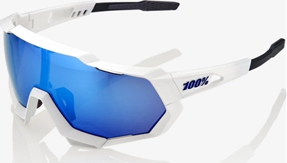 Изображение 100% Okulary 100% SPEEDTRAP Matte White - HiPER Blue Multilayer Mirror Lens (Szka Niebieskie Lustrzane Wielowarstwowe LT 13% + Szka Przeroczyste LT 93%) (NEW 2021)
