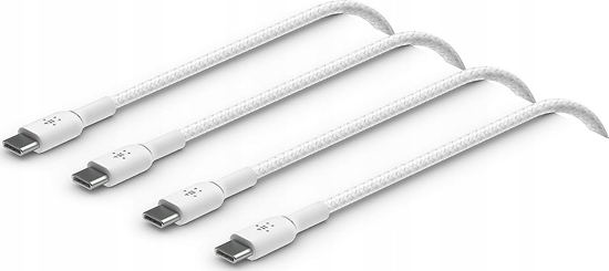 Picture of 1x2 Belkin braided PVC Cable 2m USB-C/USB-C wh.  CAB004bt2MWH2PK