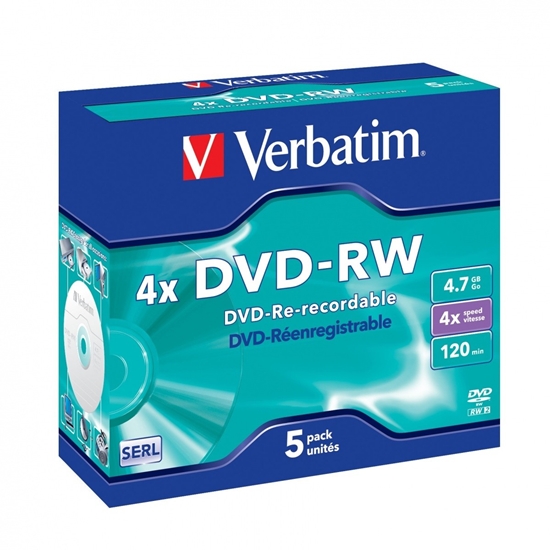 Изображение 1x5 Verbatim DVD-RW 4,7GB 4x Speed, Jewel Case
