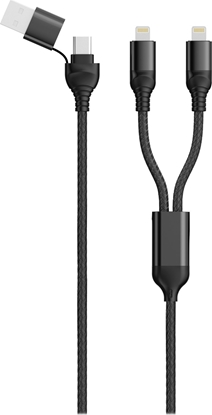 Изображение 2GO USB / Type C Ladekabel DUO 2x Lightning Nylon 1,5m  sw
