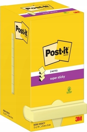 Picture of 3M 3M Z-Notes, Square, Yellow, Paper, 76 mm, 76 mm, 90 sheets