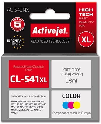 Attēls no Activejet AC-541NX Tusz (zamiennik Canon CL-541XL; Supreme; 18 ml; bkitny, óty, magenta)
