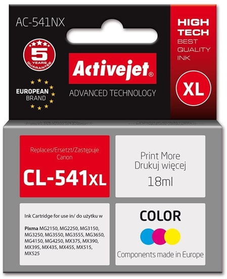 Picture of Activejet AC-541NX Tusz (zamiennik Canon CL-541XL; Supreme; 18 ml; bkitny, óty, magenta)