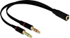Picture of Delock Headset Adapter 1 x 3.5 mm 4 pin Stereo jack female to 2 x 3.5 mm 3 pin Stereo jack male