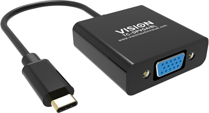 Picture of Adapter AV Vision VISION Professional installationstauglicher Adapter USB-C zu VGA - 30 JAHRE GARANTIE - lasst sich an USB-C anschliessen und hat eine normal grosse VGA-Buchse - Maximale Auflosung 2560 x 1600 bei 60 Hz - USB-C 3.1 (M) zu VGA (F) - Treiber