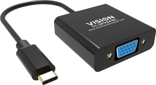 Picture of Adapter AV Vision VISION Professional installationstauglicher Adapter USB-C zu VGA - 30 JAHRE GARANTIE - lasst sich an USB-C anschliessen und hat eine normal grosse VGA-Buchse - Maximale Auflosung 2560 x 1600 bei 60 Hz - USB-C 3.1 (M) zu VGA (F) - Treiber