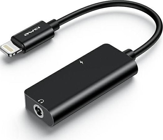Picture of Adapter USB Awei CL-121 Lightning - Jack 3.5mm + Lightning Czarny  (AWEI083BLK)