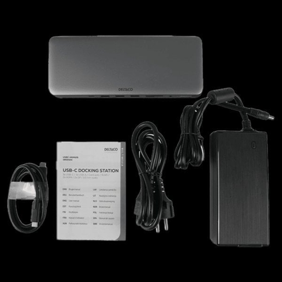 Picture of Adapter USB Deltaco 15-in-1 USB-C jungi stotel DELTACO, palaiko 3 ekranus, 2x HDMI, DP, USB-C, USB-A, RJ45, SD / USBC-HDMI29 / 1902424