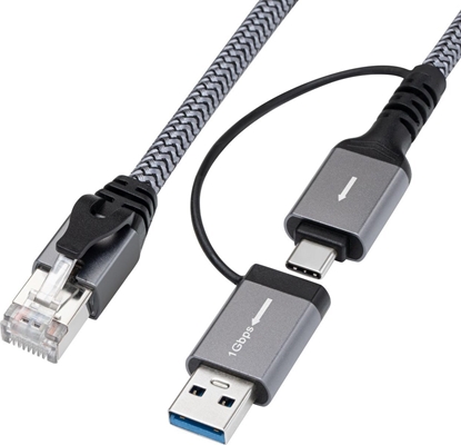 Picture of Kabel USB MicroConnect USB-A + USB-C - RJ-45 10 m Czarny (CAT6 FTP to USB A-C adapter)