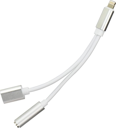 Изображение Adapter USB Partner Tele.com Lightning - Jack 3.5mm + Lightning Srebrny  (5901737400680)