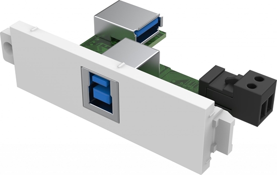 Picture of Adapter USB Vision VISION Techconnect Modulare AV-Frontplatte - 30 JAHRE GARANTIE - USB-B-Anschluss (an der Vorderseite) auf A-Modul - Buchse vom Typ "A" an der Ruckseite und quadratische Buchse vom Typ B an der Vorderseite - USB 3.0, abwartskompatibel mi