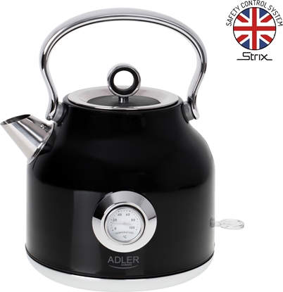 Attēls no Adler | Kettle with a Thermomete | AD 1346b | Electric | 2200 W | 1.7 L | Stainless steel | 360° rotational base | Black