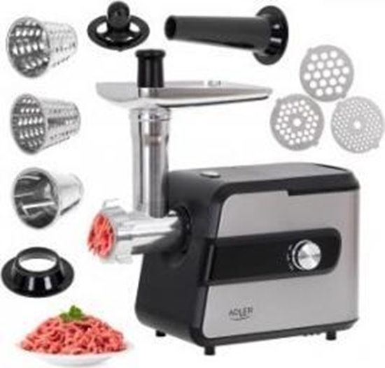Picture of Adler | Meat mincer with a shredder | AD 4813 | Silver/Black | 600 W | Number of speeds 2 | Throughput (kg/min) 1